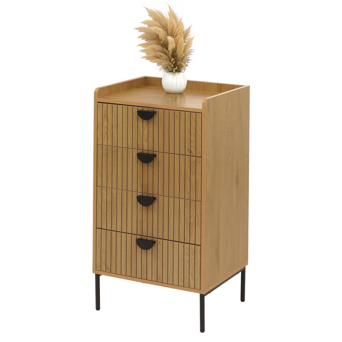 Kommode HWC-O39, Highboard Schrank, 4 Schubladen Melamin MDF 95x50x42cm ~ natur