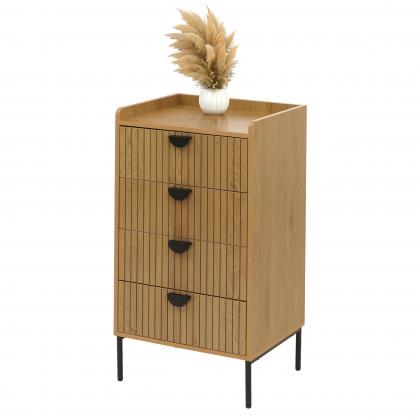 Kommode HWC-O39, Highboard Schrank, 4 Schubladen Melamin MDF 95x50x42cm ~ natur