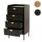 Kommode HWC-O39, Highboard Schrank, 4 Schubladen Melamin MDF 95x50x42cm ~ Holzoptik schwarz