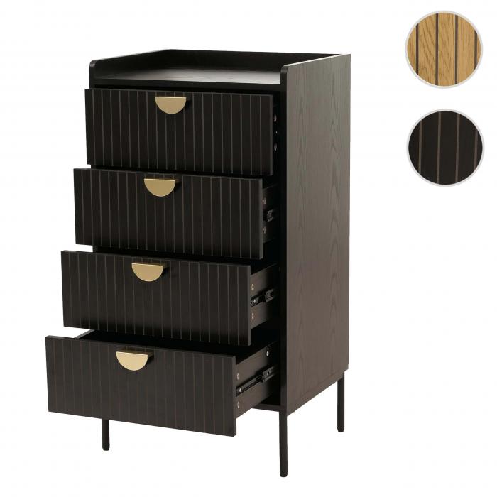 Kommode HWC-O39, Highboard Schrank, 4 Schubladen Melamin MDF 95x50x42cm ~ Holzoptik schwarz