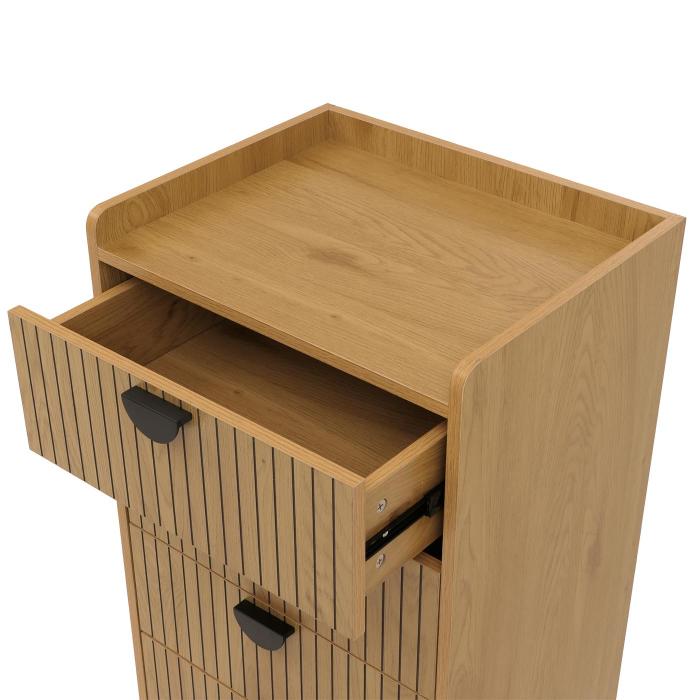 Kommode HWC-O39, Highboard Schrank, 4 Schubladen Melamin MDF 95x50x42cm ~ natur