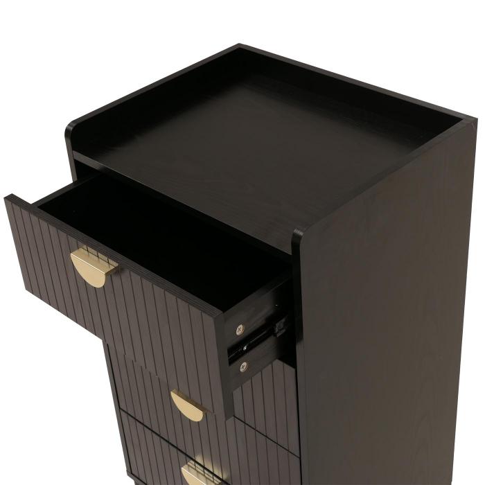 Kommode HWC-O39, Highboard Schrank, 4 Schubladen Melamin MDF 95x50x42cm ~ Holzoptik schwarz
