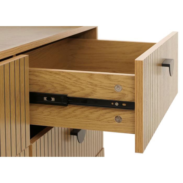 Kommode HWC-O39, Highboard Schrank, 6 Schubladen Melamin MDF 80x120x44cm ~ natur