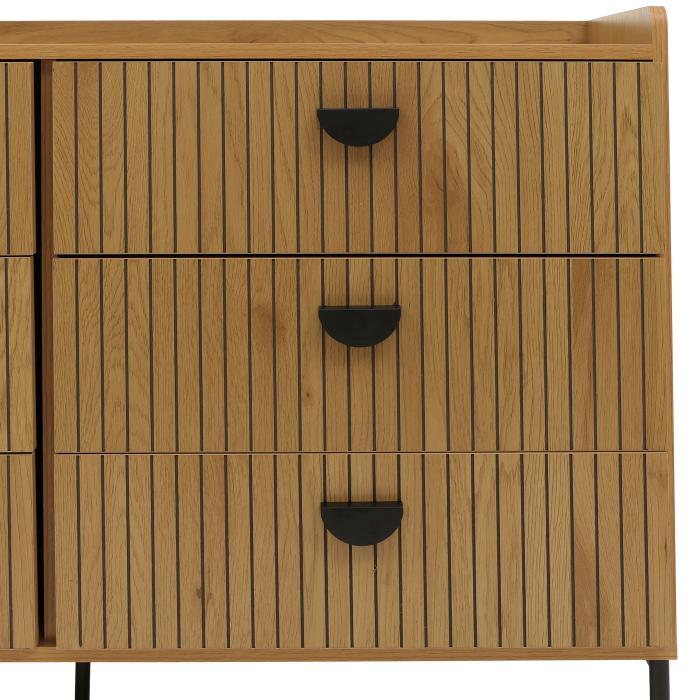 Kommode HWC-O39, Highboard Schrank, 6 Schubladen Melamin MDF 80x120x44cm ~ natur