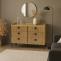 Stimmungsfotos vor ansprechendem Ambiente fr Produkt Kommode HWC-O39, Highboard Schrank, 6 Schubladen Melamin MDF 80x120x44cm ~ natur
