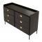 Kommode HWC-O39, Highboard Schrank, 6 Schubladen Melamin MDF 80x120x44cm ~ Holzoptik schwarz