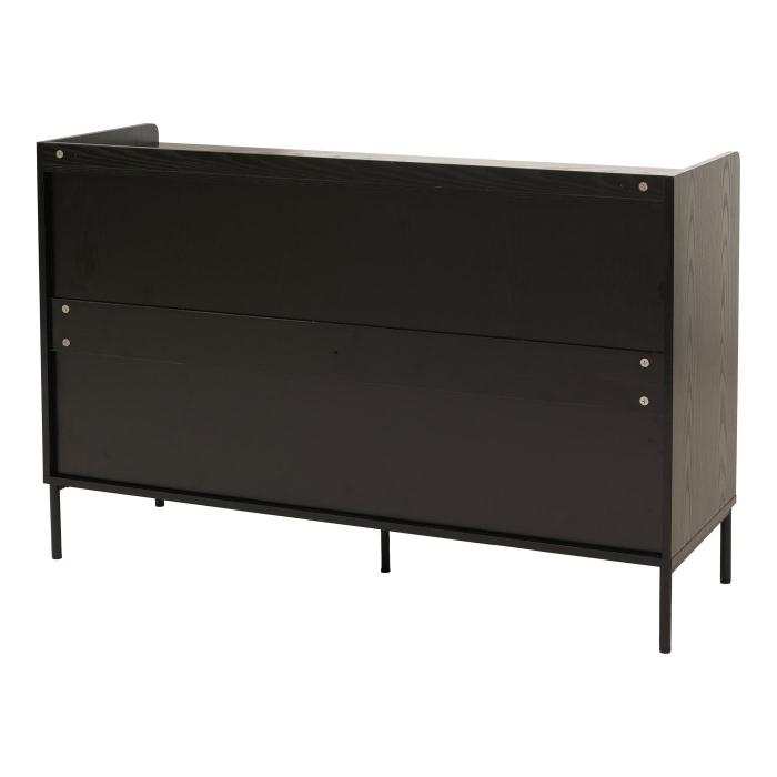 Kommode HWC-O39, Highboard Schrank, 6 Schubladen Melamin MDF 80x120x44cm ~ Holzoptik schwarz