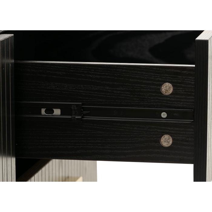 Kommode HWC-O39, Highboard Schrank, 6 Schubladen Melamin MDF 80x120x44cm ~ Holzoptik schwarz