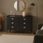 Stimmungsfotos vor ansprechendem Ambiente fr Produkt Kommode HWC-O39, Highboard Schrank, 6 Schubladen Melamin MDF 80x120x44cm ~ Holzoptik schwarz