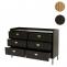 Kommode HWC-O39, Highboard Schrank, 6 Schubladen Melamin MDF 80x120x44cm ~ Holzoptik schwarz