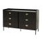 Kommode HWC-O39, Highboard Schrank, 6 Schubladen Melamin MDF 80x120x44cm ~ Holzoptik schwarz