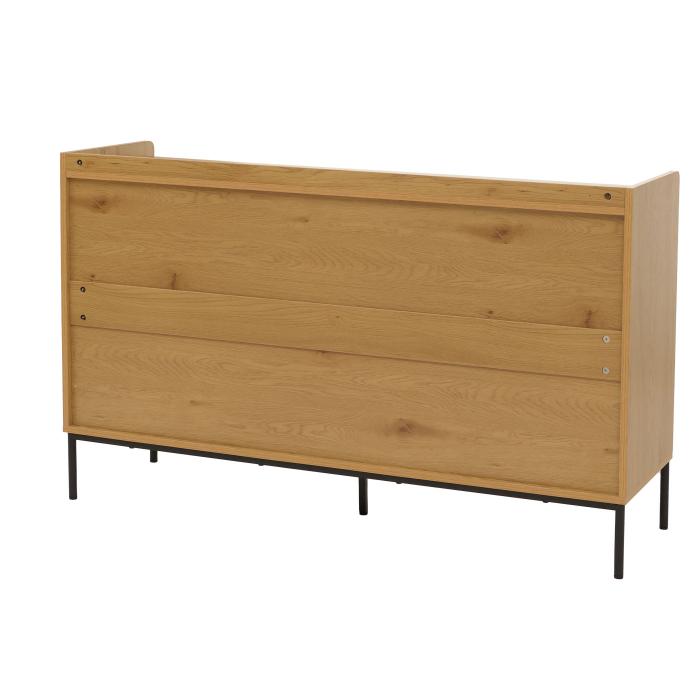 Sideboard HWC-O39, Kommode Schrank Anrichte, 3 Schubladen 2 Tren, Holz Melamin 80x130x42cm ~ natur