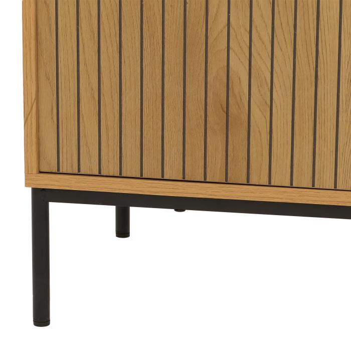 Sideboard HWC-O39, Kommode Schrank Anrichte, 3 Schubladen 2 Tren, Holz Melamin 80x130x42cm ~ natur