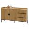 Sideboard HWC-O39, Kommode Schrank Anrichte, 3 Schubladen 2 Tren, Holz Melamin 80x130x42cm ~ natur