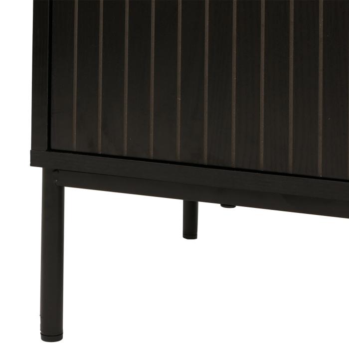 Sideboard HWC-O39, Kommode Schrank Anrichte, 3 Schubladen 2 Tren, Holz Melamin 80x130x42cm ~ Holzoptik schwarz