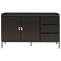 Sideboard HWC-O39, Kommode Schrank Anrichte, 3 Schubladen 2 Tren, Holz Melamin 80x130x42cm ~ Holzoptik schwarz