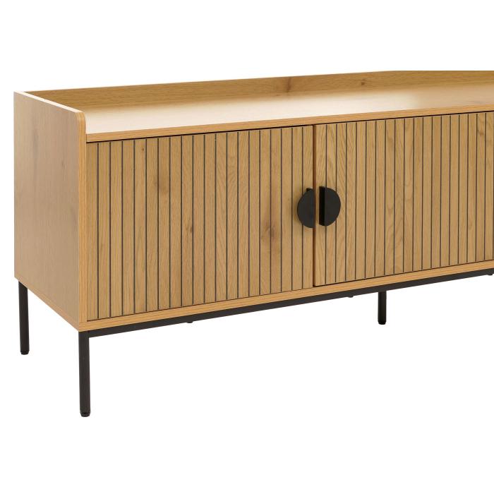 TV-Rack HWC-O39, TV-Board Fernsehtisch Lowboard TV-Schrank Kommode, Melamin MDF 56x150x40 ~ natur