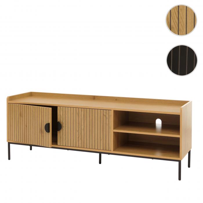 TV-Rack HWC-O39, TV-Board Fernsehtisch Lowboard TV-Schrank Kommode, Melamin MDF 56x150x40 ~ natur