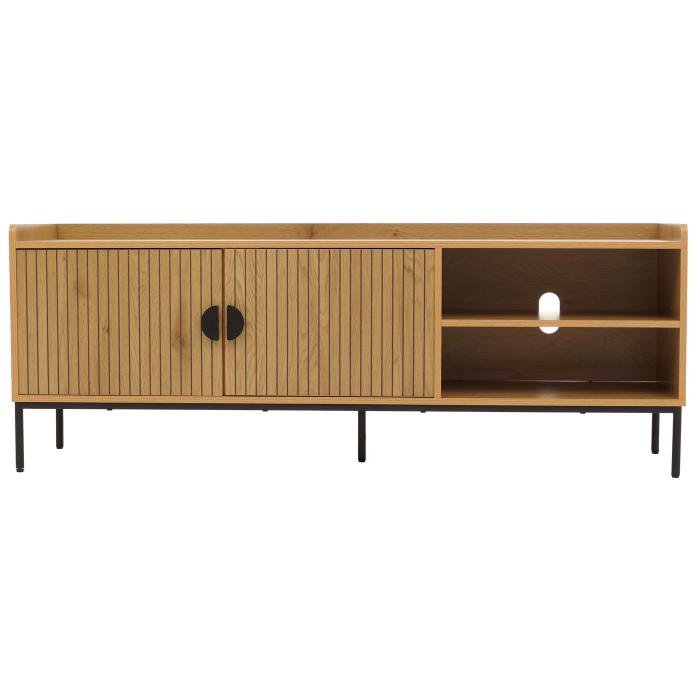 TV-Rack HWC-O39, TV-Board Fernsehtisch Lowboard TV-Schrank Kommode, Melamin MDF 56x150x40 ~ natur