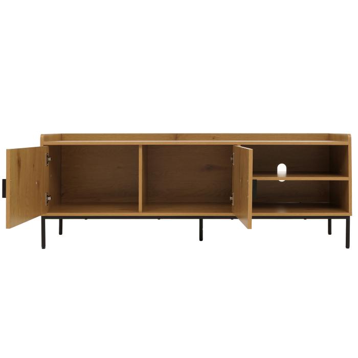 TV-Rack HWC-O39, TV-Board Fernsehtisch Lowboard TV-Schrank Kommode, Melamin MDF 56x150x40 ~ natur