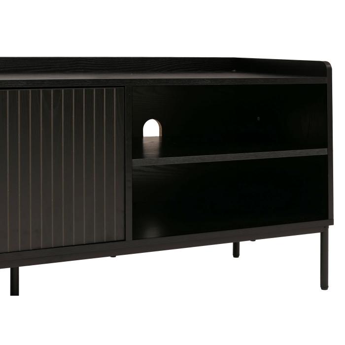 TV-Rack HWC-O39, TV-Board Fernsehtisch Lowboard TV-Schrank Kommode, Melamin MDF 56x150x40 ~ Holzoptik schwarz