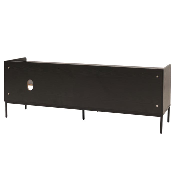 TV-Rack HWC-O39, TV-Board Fernsehtisch Lowboard TV-Schrank Kommode, Melamin MDF 56x150x40 ~ Holzoptik schwarz