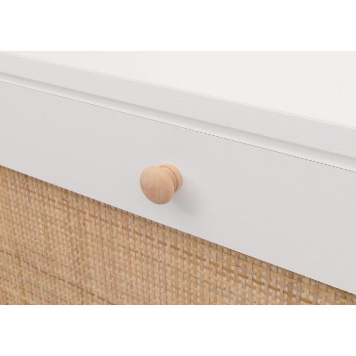 Rattan-Schuhkipper HWC-M37, Schuhregal Schuhschrank, 3 Kippfcher 2 Regalbden 127x120x24cm Holz Melamin ~ wei