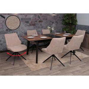 6er-Set Esszimmerstuhl HWC-O48, Kchenstuhl, drehbar Auto-Return, Stoff/Textil Chenille (320g/m) ko-Tex ~ beige