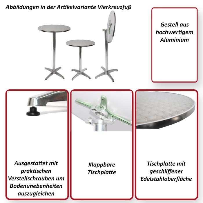 Alu-Stehtisch + Bistrotisch, hhenverstellbar 70/110cm, =60cm ~ Basismodell