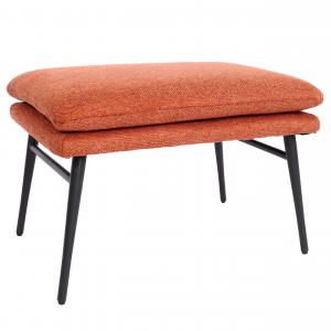 Hocker HWC-L62, Sitzhocker Fuablage Ottomane Polsterhocker, 38x56x40cm Stoff/Textil ~ terracotta-braun