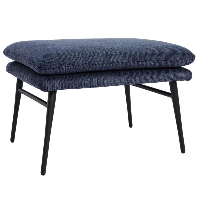 Hocker HWC-L62, Sitzhocker Fuablage Ottomane Polsterhocker, 38x56x40cm Stoff/Textil ~ blau