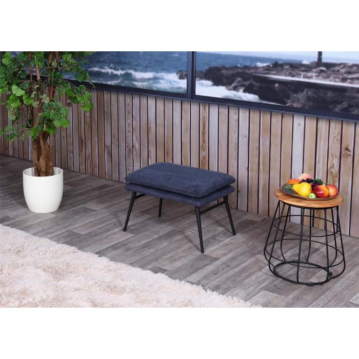 Hocker HWC-L62, Sitzhocker Fuablage Ottomane Polsterhocker, 38x56x40cm Stoff/Textil ~ blau