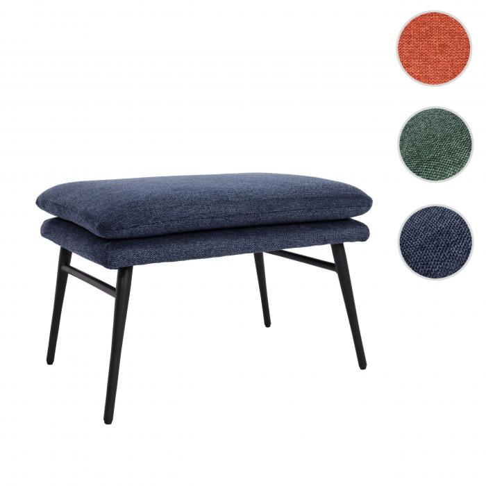 Hocker HWC-L62, Sitzhocker Fuablage Ottomane Polsterhocker, 38x56x40cm Stoff/Textil ~ blau