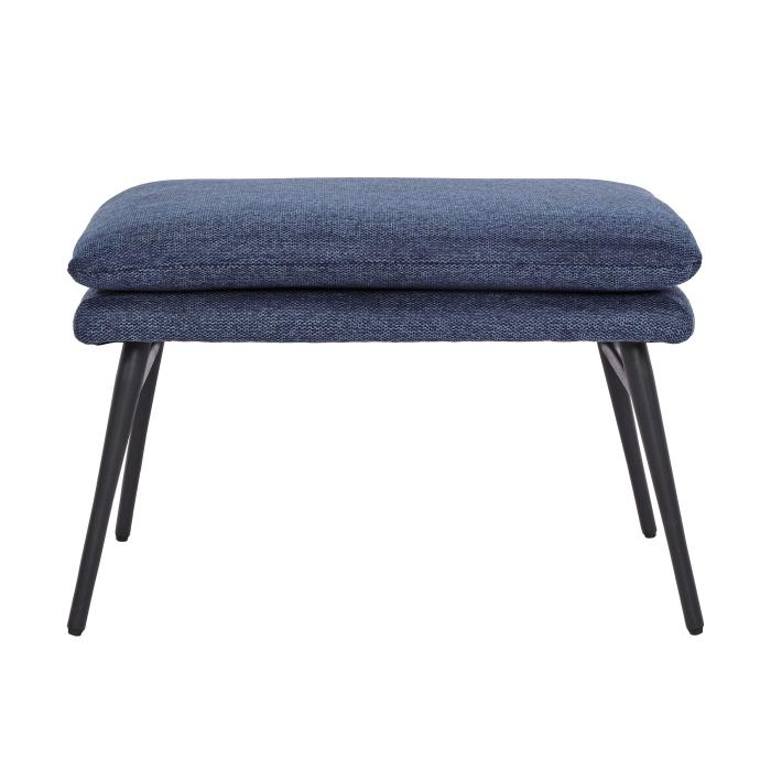 Hocker HWC-L62, Sitzhocker Fuablage Ottomane Polsterhocker, 38x56x40cm Stoff/Textil ~ blau