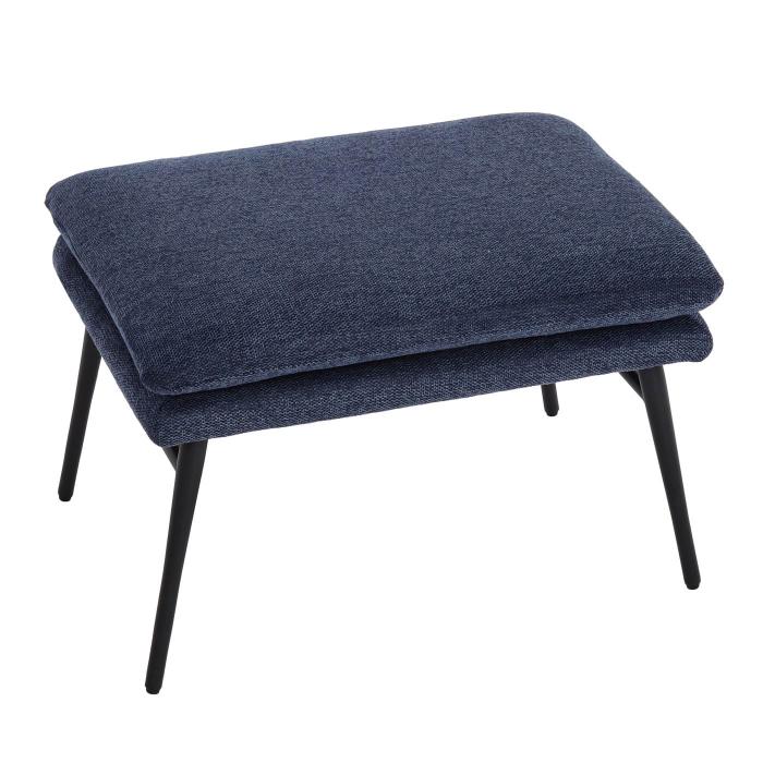 Hocker HWC-L62, Sitzhocker Fuablage Ottomane Polsterhocker, 38x56x40cm Stoff/Textil ~ blau