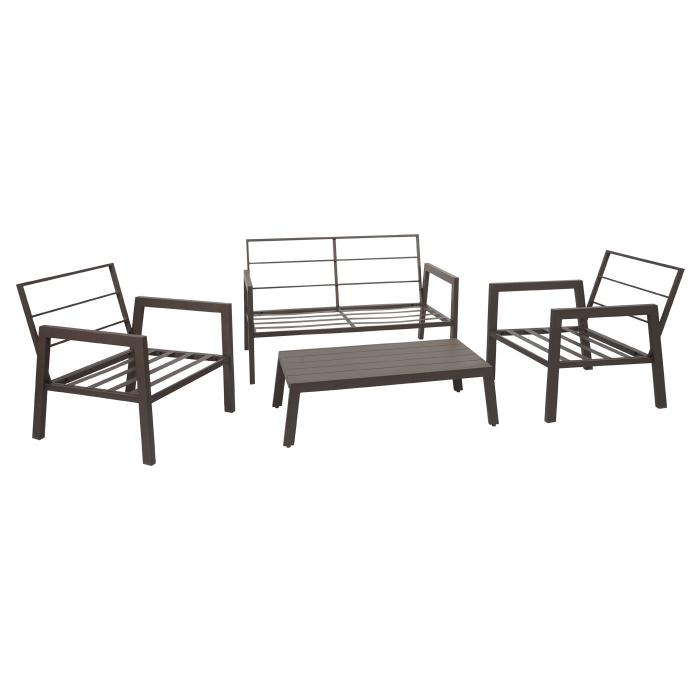 Garnitur HWC-L64, Gartenlounge Gartengarnitur Lounge-Set Sitzgruppe Sofa, Metall ~ Polster grau