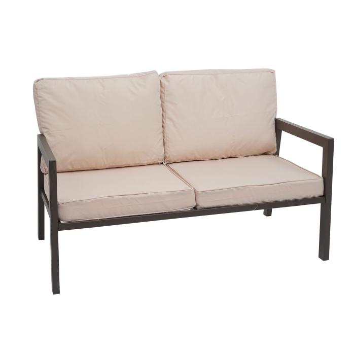 Garnitur HWC-L64, Gartenlounge Gartengarnitur Lounge-Set Sitzgruppe Sofa, Metall ~ Polster creme-wei