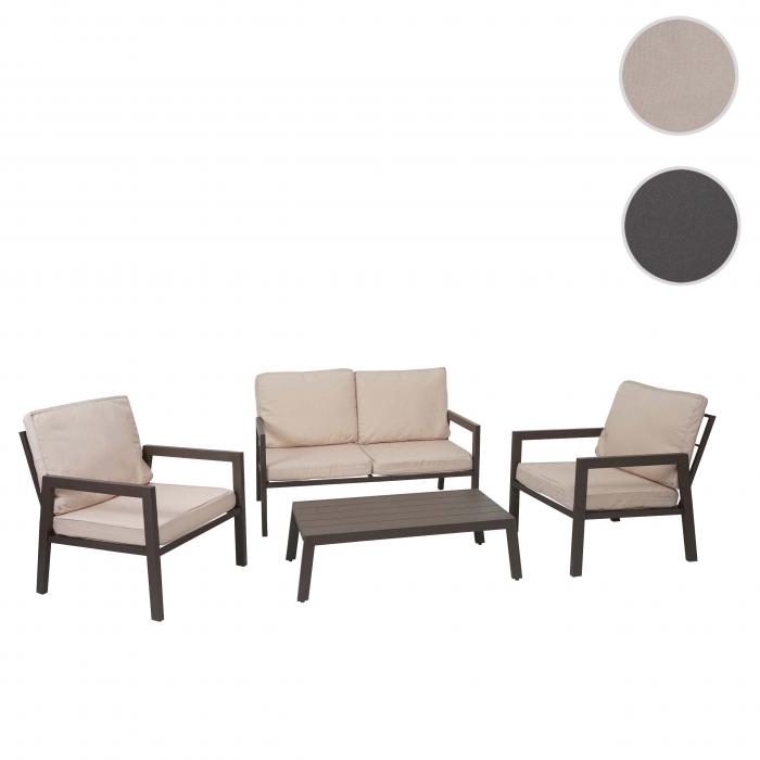 Garnitur HWC-L64, Gartenlounge Gartengarnitur Lounge-Set Sitzgruppe Sofa, Metall ~ Polster creme-wei