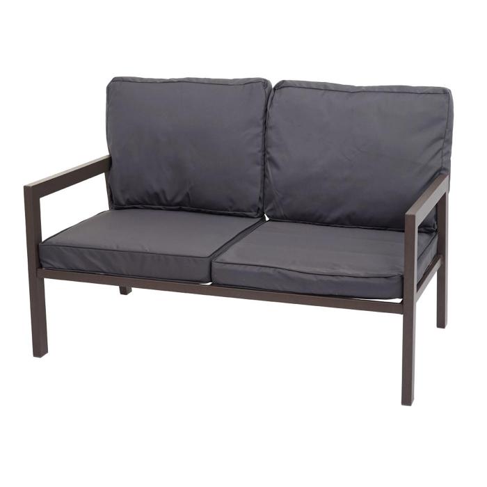 Garnitur HWC-L64, Gartenlounge Gartengarnitur Lounge-Set Sitzgruppe Sofa, Metall ~ Polster grau