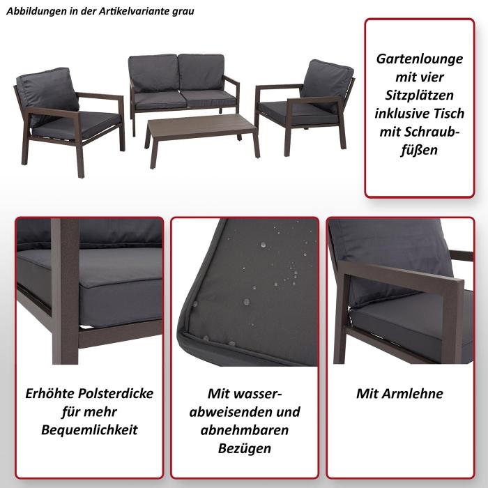 Garnitur HWC-L64, Gartenlounge Gartengarnitur Lounge-Set Sitzgruppe Sofa, Metall ~ Polster creme-wei