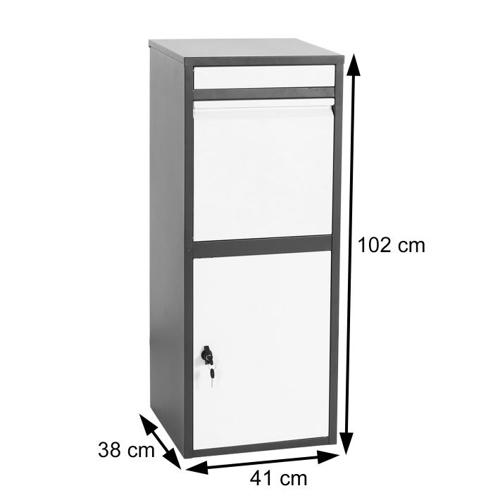 Defekte Ware (Rahmen gebrochen SK6) | Paketkasten HWC-L57, Paketbox Paketstation, Metall 102x41x38cm ~ Edelstahl