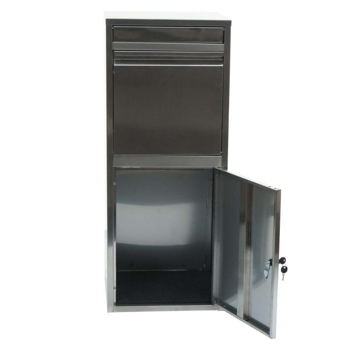 B-Ware Paketkasten HWC-L57, Paketbox Briefkasten Paketstation, Metall 102x41x38cm ~ verzinkt anthrazit-wei