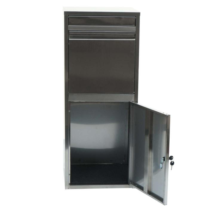 Defekte Ware (Rahmen gebrochen SK6) | Paketkasten HWC-L57, Paketbox Paketstation, Metall 102x41x38cm ~ Edelstahl