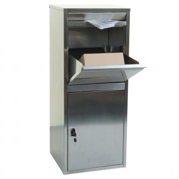 B-Ware Paketkasten HWC-L57, Paketbox Briefkasten Paketstation, Metall 102x41x38cm ~ verzinkt anthrazit-wei