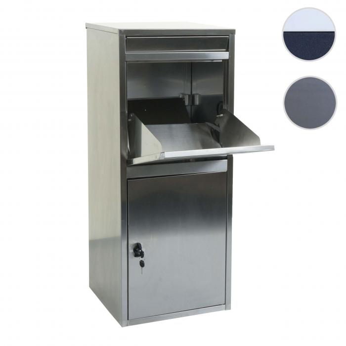 B-Ware Paketkasten HWC-L57, Paketbox Briefkasten Paketstation, Metall 102x41x38cm ~ verzinkt anthrazit-wei