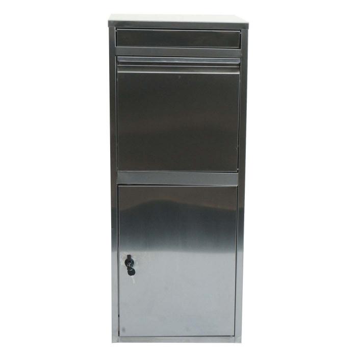 B-Ware Paketkasten HWC-L57, Paketbox Briefkasten Paketstation, Metall 102x41x38cm ~ verzinkt anthrazit-wei