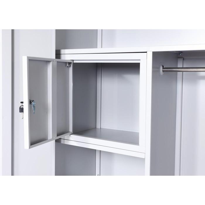 B-Ware (Verbogen SK2) | Aktenschrank HWC-L60 Stahlschrank Schliefach Kleiderstange abschliebar Metall 185x90x45cm grau