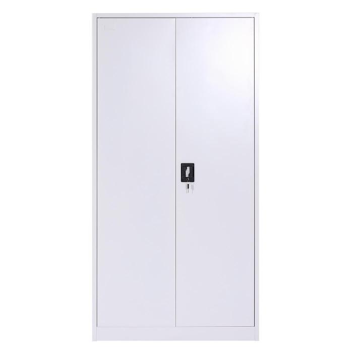 B-Ware (Verbogen SK2) | Aktenschrank HWC-L60 Stahlschrank Schliefach Kleiderstange abschliebar Metall 185x90x45cm grau