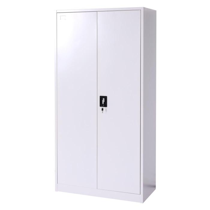 B-Ware (Verbogen SK2) | Aktenschrank HWC-L60 Stahlschrank Schliefach Kleiderstange abschliebar Metall 185x90x45cm grau