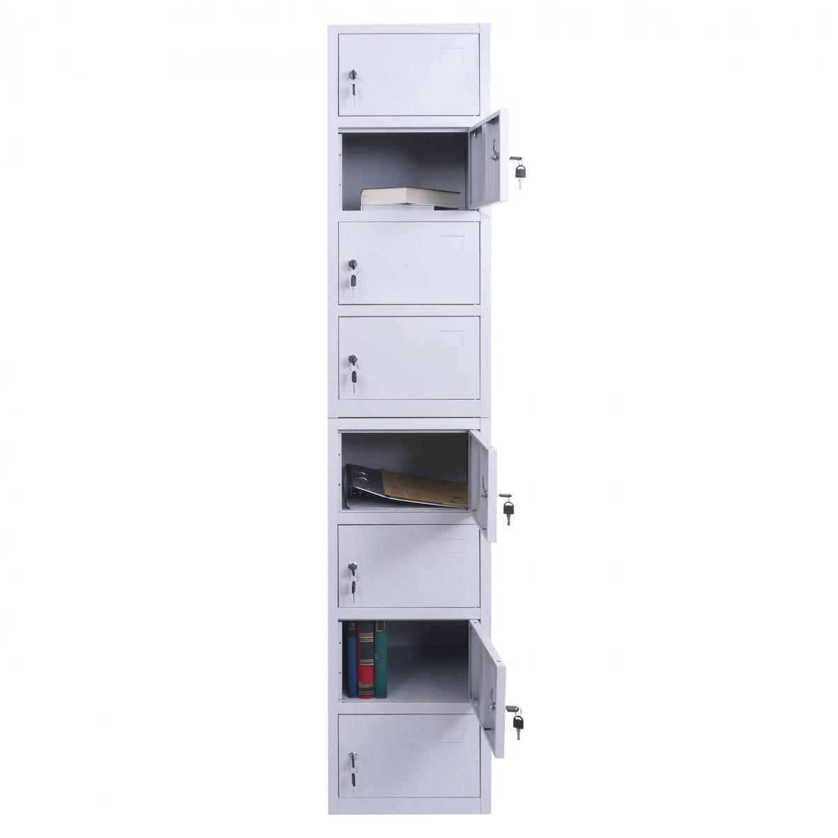 Schliefachschrank HWC-L61, Aktenschrank Broschrank Mehrzweckschrank, abschliebar Metall 180x38x42cm ~ grau